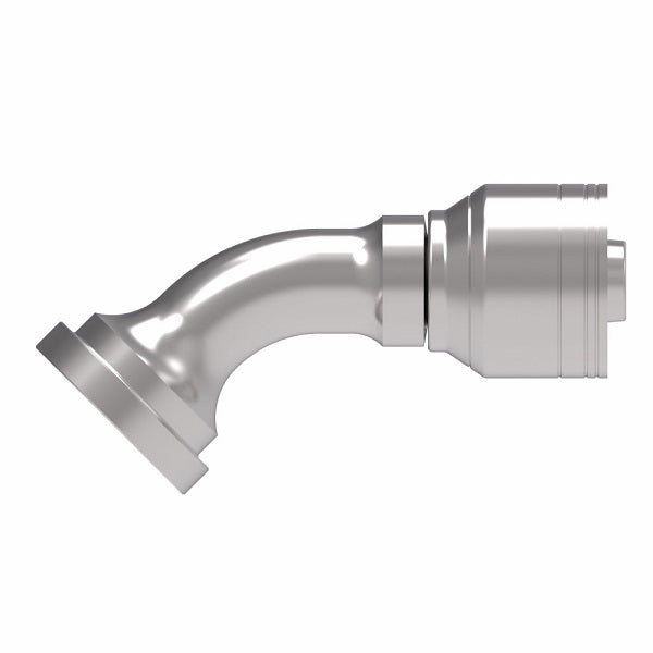 1A8FLA8 Aeroquip by Danfoss | 1 & 2 Wire TTC SAE Code 61 Split Flange 45° Elbow (FLA) Crimp Fitting | -08 Code 61 Split Flange x -08 Hose Barb | Steel
