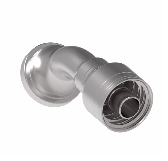 1A8FLA8 Aeroquip by Danfoss | 1 & 2 Wire TTC SAE Code 61 Split Flange 45° Elbow (FLA) Crimp Fitting | -08 Code 61 Split Flange x -08 Hose Barb | Steel