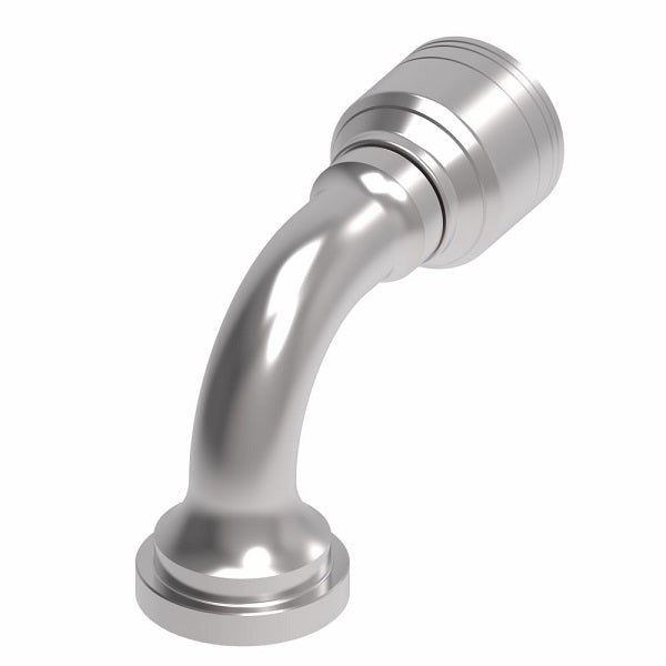 1A12FLB8 Aeroquip by Danfoss | 1 & 2 Wire TTC SAE Code 61 Split Flange 90° Elbow (FLB) Crimp Fitting | -12 Code 61 Split Flange x -08 Hose Barb | Steel