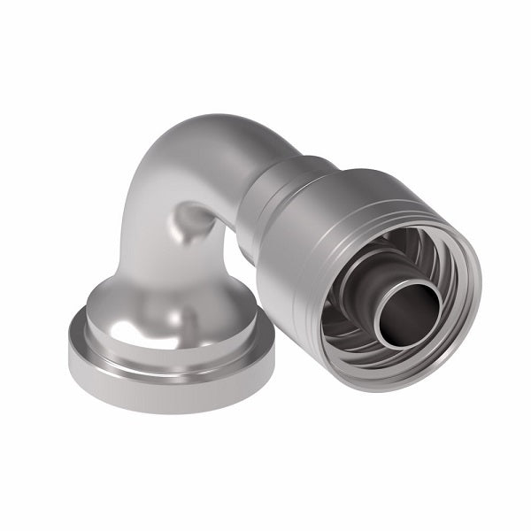 1A12FLB8 Aeroquip by Danfoss | 1 & 2 Wire TTC SAE Code 61 Split Flange 90° Elbow (FLB) Crimp Fitting | -12 Code 61 Split Flange x -08 Hose Barb | Steel