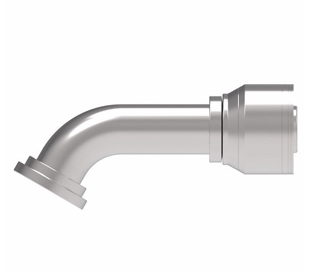 1A24FLG24 Aeroquip by Danfoss | 1 & 2 Wire TTC SAE Code 61 Split Flange 60° Elbow (FLG) Crimp Fitting | -24 Code 61 Split Flange x -24 Hose Barb | Steel