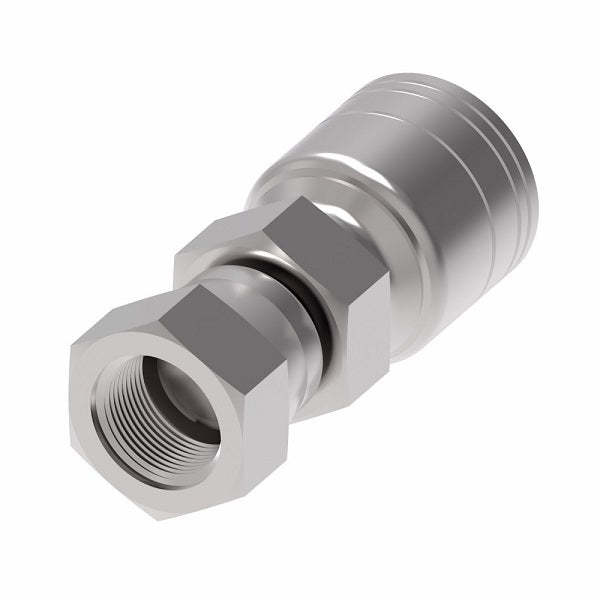 1A12KF12 Aeroquip by Danfoss | 1 & 2 Wire TTC Komatsu Female Swivel (KF) Crimp Fitting | -12 Female Komatsu Swivel x -12 Hose Barb | Steel