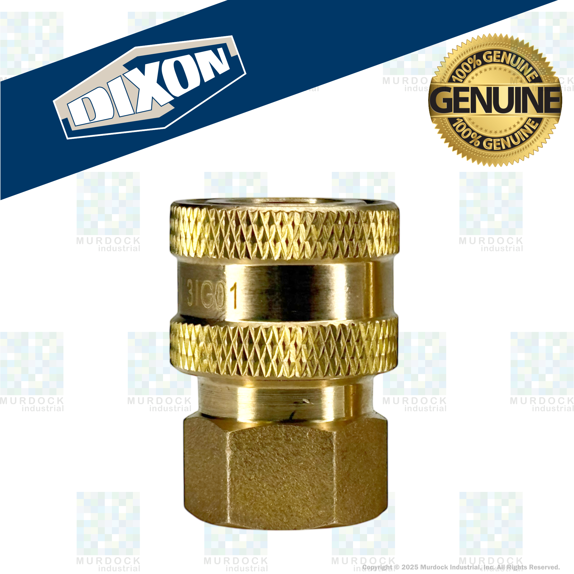 1EF1-B by Dixon Valve | Hydraulic Quick Disconnect Coupling | E-Series | 1/8" Female NPTF x 1/8" Straight-Through Interchange | Socket | Nitrile Seal | Brass