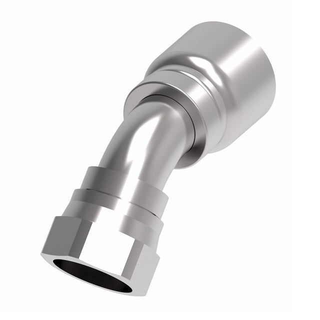 1GA16FJA16 Aeroquip by Danfoss | 1 & 2 Wire OTC Female JIC 37° Swivel 45° Elbow (FJA) Crimp Fitting | -16 Female JIC 37° Swivel x -16 Hose Barb | Steel