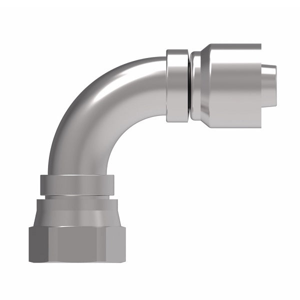 1GA16FJB16 Aeroquip by Danfoss | 1 & 2 Wire OTC Female JIC 37° Swivel 90° Elbow (FJB) Crimp Fitting | -16 Female JIC 37° Swivel x -16 Hose Barb | Steel