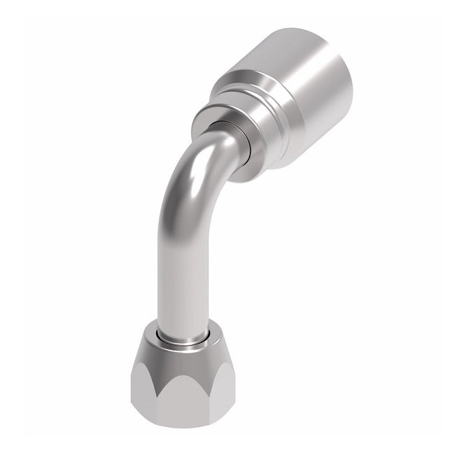 1GA8FJC8 Aeroquip by Danfoss | 1 & 2 Wire OTC Female JIC 37° Swivel 90° Long Drop Elbow (FJC) Crimp Fitting | -08 Female JIC 37° Swivel x -08 Hose Barb | Steel