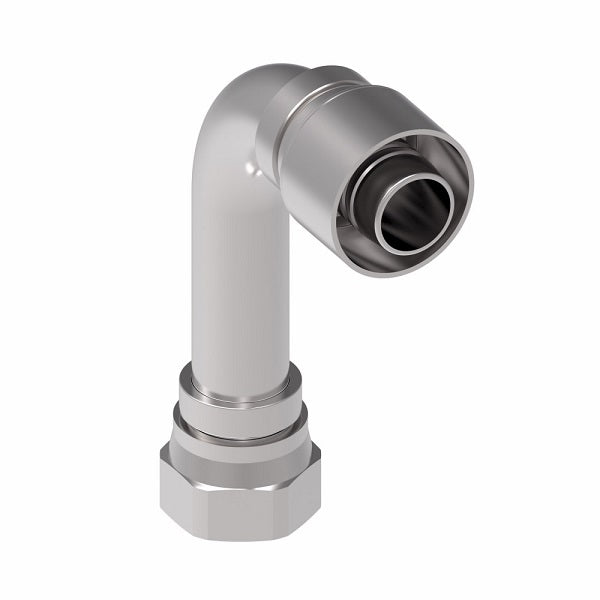 1GA16FJC16 Aeroquip by Danfoss | 1 & 2 Wire OTC Female JIC 37° Swivel 90° Long Drop Elbow (FJC) Crimp Fitting | -16 Female JIC 37° Swivel x -16 Hose Barb | Steel
