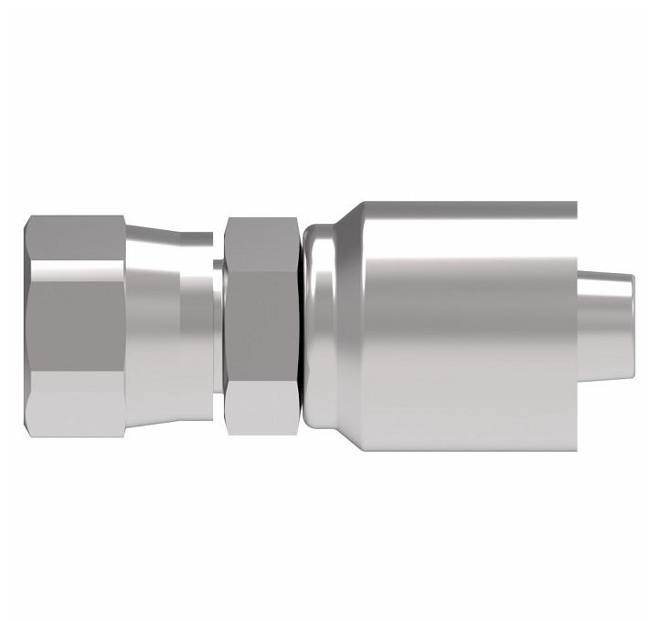 1GA6FJ6 Aeroquip by Danfoss | 1 & 2 Wire OTC Female JIC 37° Swivel (FJ) Crimp Fitting | -06 Female JIC 37° Swivel x -06 Hose Barb | Steel