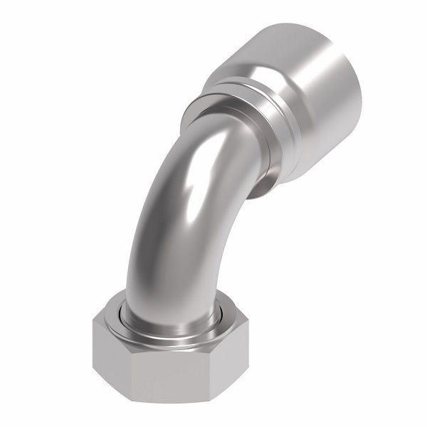 1GA24FRB24 Aeroquip by Danfoss | 1 & 2 Wire OTC Female ORS Swivel 90° Short Drop Elbow (FRB) Crimp Fitting | -24 Female O-Ring Face Seal Swivel x -24 Hose Barb | Steel