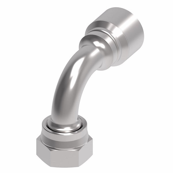 1GA20FRB16 Aeroquip by Danfoss | 1 & 2 Wire OTC Female ORS Swivel 90° Short Drop Elbow (FRB) Crimp Fitting | -20 Female O-Ring Face Seal Swivel x -16 Hose Barb | Steel