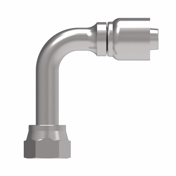 1GA12FRC12 Aeroquip by Danfoss | 1 & 2 Wire OTC Female ORS Swivel 90° Long Drop Elbow (FRC) Crimp Fitting | -12 Female O-Ring Face Seal Swivel x -12 Hose Barb | Steel