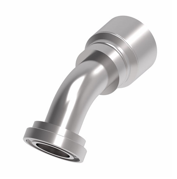 1G24FLA24 Aeroquip by Danfoss | 1 & 2 Wire OTC SAE Code 61 Split Flange 45° Elbow (FLA) Crimp Fitting | -24 Code 61 Split Flange x -24 Hose Barb | Steel
