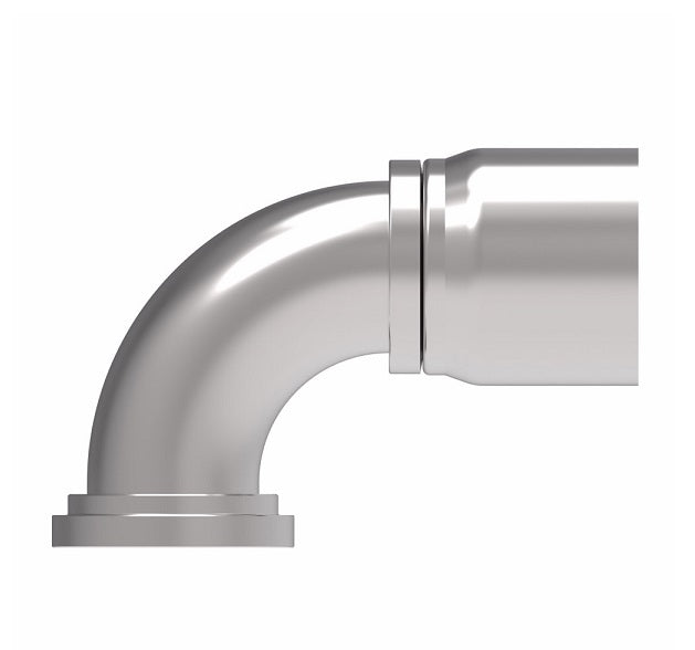 1G32FLB32.082 Aeroquip by Danfoss | 1 & 2 Wire OTC SAE Code 61 Split Flange 90° Elbow (FLB) Crimp Fitting | -32 Code 61 Split Flange x -24 Hose Barb | Steel