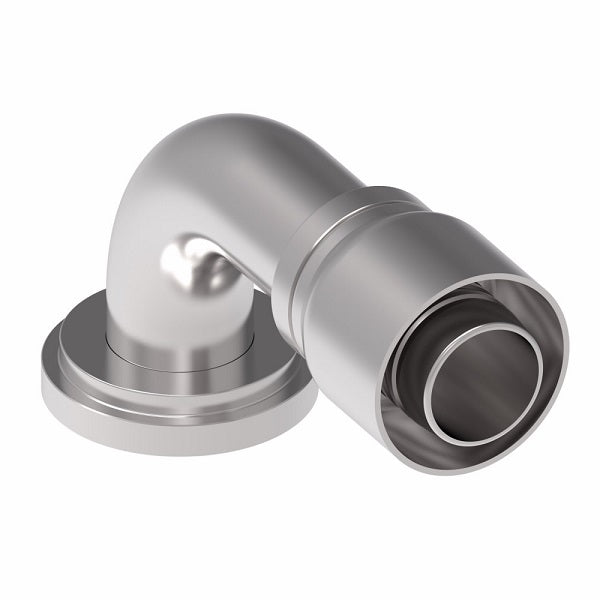 1G32FLB24.080 Aeroquip by Danfoss | 1 & 2 Wire OTC SAE Code 61 Split Flange 90° Elbow (FLB) Crimp Fitting | -32 Code 61 Split Flange x -24 Hose Barb | Steel