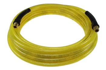 PFE60256TY by Coilhose | Flexeel® Reinforced Hose | 3/8" Hose ID | 9/16" Hose OD | 3/8" Male NPT Reusable Strain Relief Fittings | 25ft | Transparent Yellow | Straight | Polyurethane