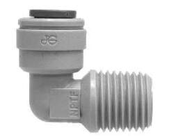 20070P by Midland | Push-In Tube Fitting | Fixed | 1/4" Tube OD x 3/8" Male NPTF | 90° Elbow | Plastic