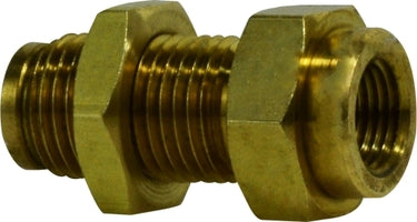 20170 (20-170) by Midland | Push-In Fitting | Female Bulkhead Union | 1/4" Tube OD x 1/8" Female NPTF | Straight | Brass