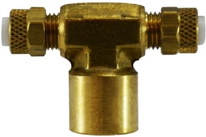 20328 (20-328) by Midland | Flareless Fitting | Poly-Flo® Female | 1/4" Tube OD x 1/4" Female NPTF | Tee | Brass