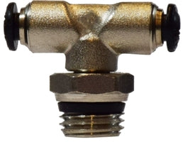 20682N by Midland | Push-In Fitting | Metric Tube Swivel Male Branch | 6mm Tube OD x 1/8" Male Global Thread | Tee | Nickel Plated Brass