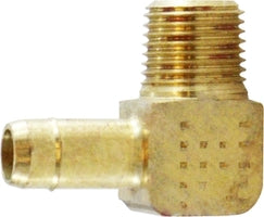 21115 (21-115) by Midland | Barb for Plastic Tubing | 1/4" Tube OD x 1/4" Male Pipe | 90° Elbow | Brass