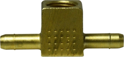 21207 by Midland | Barb for Plastic Tubing | Branch | 1/4" Tube OD x 1/4" Tube OD x 1/8" Female Pipe | Tee | Brass
