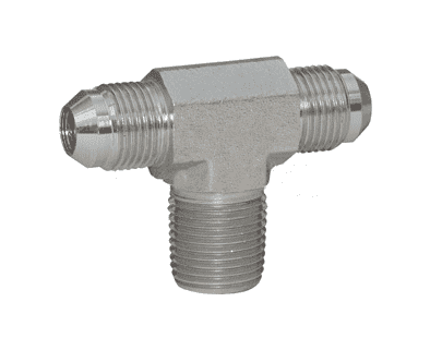 2601-6-6-6 Dixon Valve Zinc Plated Steel (Two) 9/16"-18 Male 37 deg. JIC Flare x 3/8"-18 Male NPTF Branch Tee