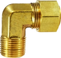 26238 by Midland | Captive Sleeve Compression Fitting | 1/2" Tube OD x 1/2" Male NPTF | 90° Elbow | Brass