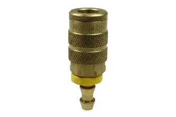 14X6L by Coilhose | CoilFlow™ Six Ball ARO Interchange Coupler | Manual | 1/4" Body Size | 3/8" Lock-on Hose Barb | Straight | Brass (Type 14)