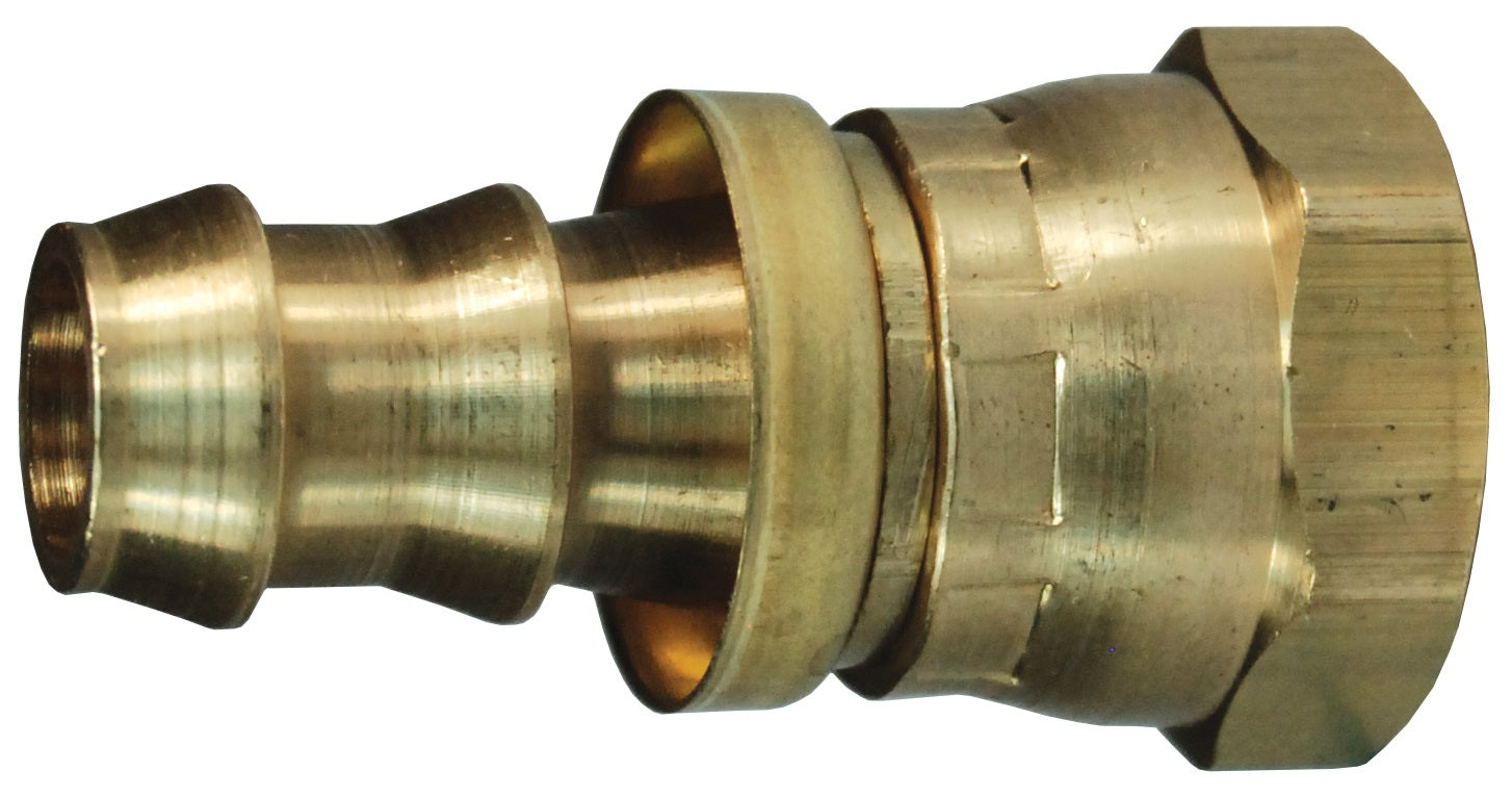 2780404CBC by Dixon Valve | Push-On Hose Barb Fitting with Ball Seat | with Brass Cap | 1/4" Female NPSM Swivel x 1/4" Hose ID | Brass