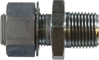 28309 by Midland | Pipe Bulkhead Fitting | 1/4-18 Female NPTF x 1/2-14 NPTF | 2.16" Length | Steel
