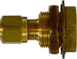 28322 by Midland | FIP x Tube Bulkhead Fitting | 3/8-18 Female NPTF x 3/8 OD Tube x 7/8-20 UNCF | 1-3/8" Length | Brass