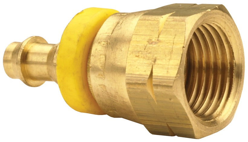 2840610C by Dixon Valve | Push-On Hose Barb Fitting | Female 45° SAE Swivel | 3/8" Tube OD | 3/8" Hose ID x 3/8" Female SAE 45° Flare | Brass