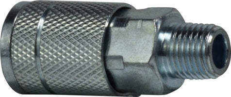 28514S by Midland | Automotive/Parker Interchange (Tru-Flate) | Pneumatic Coupler | 1/4" Male Pipe | 3/8" Body Size | Steel