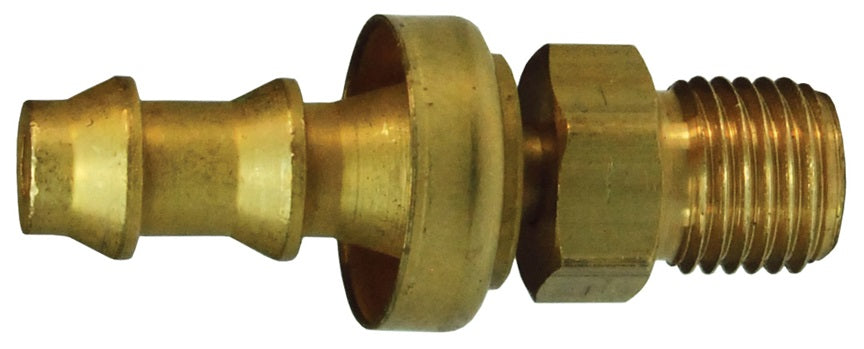 2900407CBC by Dixon Valve | Push-On Hose Barb Fitting | Male SAE Inverted Flare Swivel | with Brass Cap | 1/4" Tube OD | 1/4" Hose ID x 1/4" Male Inverted Flare | Brass