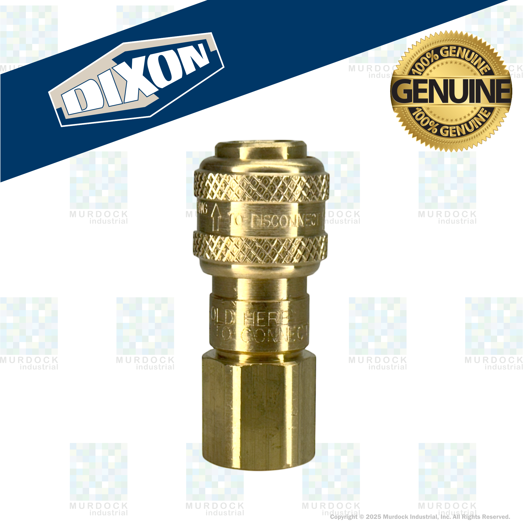 2DF3-B by Dixon Valve | Pneumatic Quick Disconnect Coupling | D-Series | 3/8" Female NPTF x 1/4" Automatic Industrial Interchange | Socket | Nitrile Seal | Brass