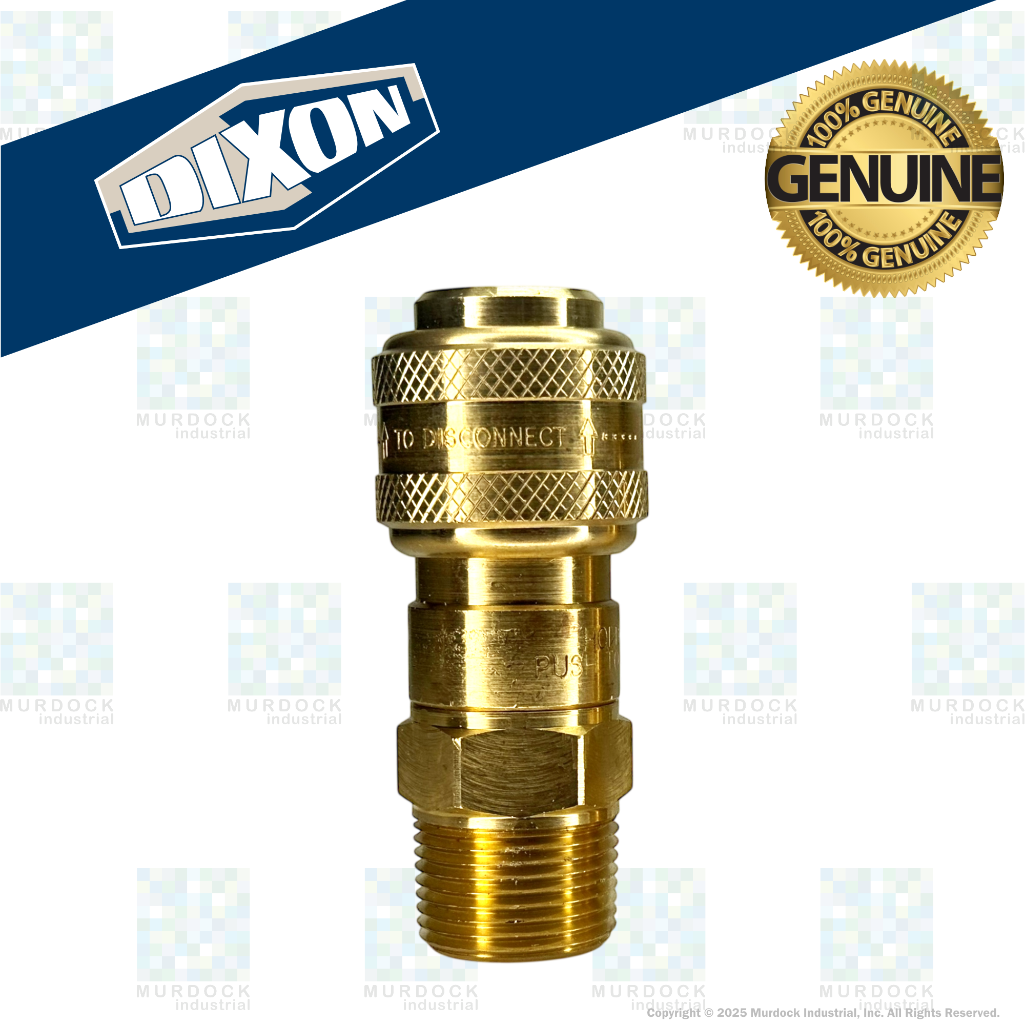 2DM1-B by Dixon Valve | Pneumatic Quick Disconnect Coupling | D-Series | 1/8" Male NPTF x 1/4" Automatic Industrial Interchange | Socket | Nitrile Seal | Brass
