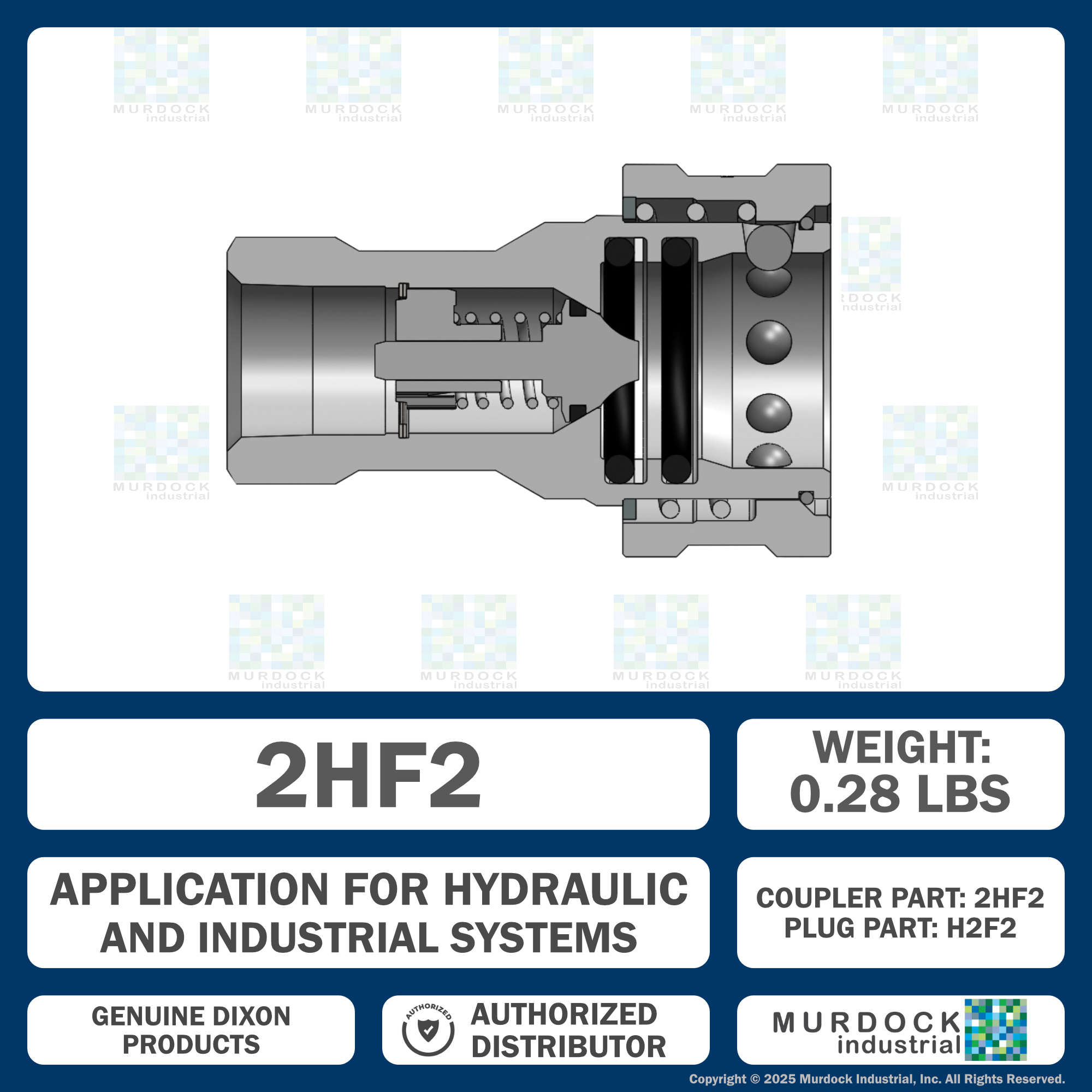 2HF2 by Dixon Valve | Hydraulic Quick Disconnect Coupling | H-Series | 1/4" Female NPTF x 1/4" ISO-B Interchange | Socket | Nitrile Seal | Steel