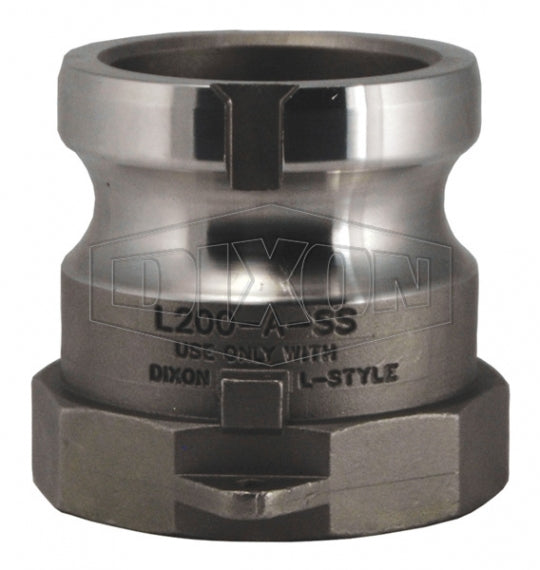 L200-A-SS by Dixon Valve | Vent-Lock® Safety Cam & Groove Adapter | Type A | 2" Adapter x 2" Female NPT | 316 Stainless Steel