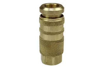 15C90B4F by Coilhose | Coilflow™ Automatic Industrial & Acme Interchange | Six Ball Combo Coupler | 1/4" Body Size | 1/4" Female NPT Thread | Straight | Brass (Type 15)