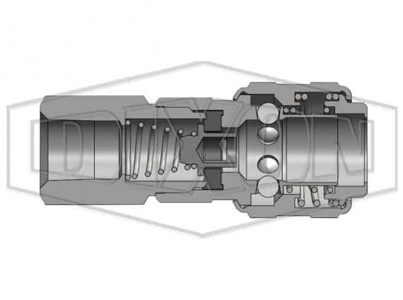 4DF4-S by Dixon Valve | Pneumatic Quick Disconnect Coupling | D-Series | 1/2" Female NPTF x 1/2" Automatic Industrial Interchange | Socket | Nitrile Seal | 303 Stainless Steel
