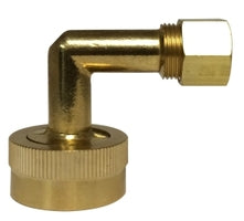 30056 by Midland | Garden Hose Fitting | Dishwasher | 3/4" Female GHT x 3/8" Compression with Nut & Sleeve | 90° Elbow | Brass