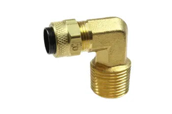 P169062 by Coilhose | Poly-Tube Fitting | 3/8" Tube OD | 1/8" Male NPT Thread | 90° Elbow | Brass