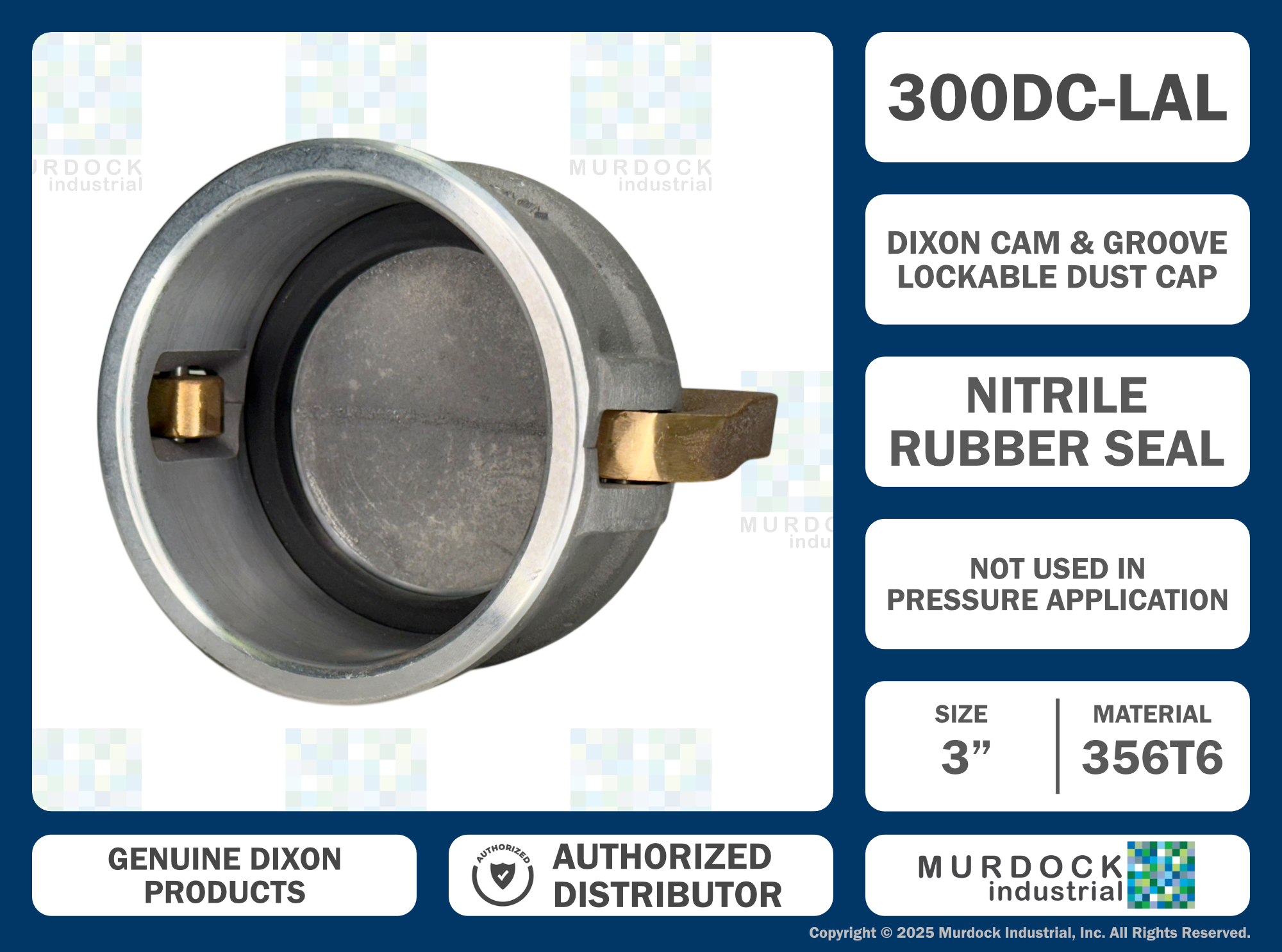 300DC-LAL by Dixon Valve | Cam & Groove Lockable Dust Cap | Type DC | 3" Coupler End | Aluminum