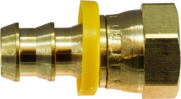 30234 by Midland | Push On Hose Barb Fitting | SAE/JIC Dual 45°/37° Female Swivel | 3/4-16 UNF Thread | 1/2" Hose ID x 1/2" Dual Seat | Brass