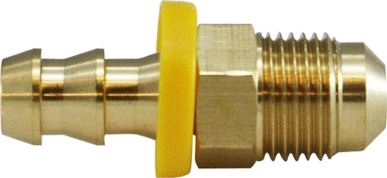 30271 by Midland | Push On Hose Barb Fitting | SAE Flare | 1/2-20 UNF Thread | 3/8" Hose ID x 5/16" 45° Male Flare | Adapter | Brass
