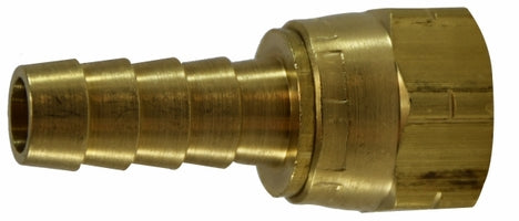 32105C by Midland | Flare Swivel Hose Barb (Crimp Style) | 3/8" Hose ID x 3/8" Female 45° Flare | 45° Elbow | Brass