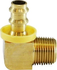 30379 by Midland | Push On Hose Barb Fitting | 5/8" Hose ID x 1/2" Male NPTF | 90° Elbow | Brass