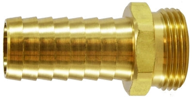 30573 (30-573) by Midland | Garden Hose Fitting | Male NPSM Long Shank | 1" Hose Barb x 1" Male NPSM Thread | Straight | Brass
