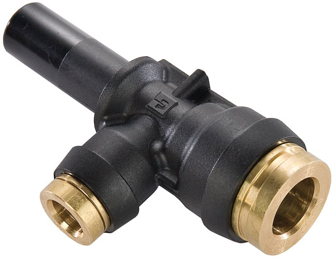 31835600DOT Legris by Dixon Valve | D.O.T. Push-In Pneumatic Fitting | Plug In Run Tee | 1/4" Tube OD | Composite/Brass