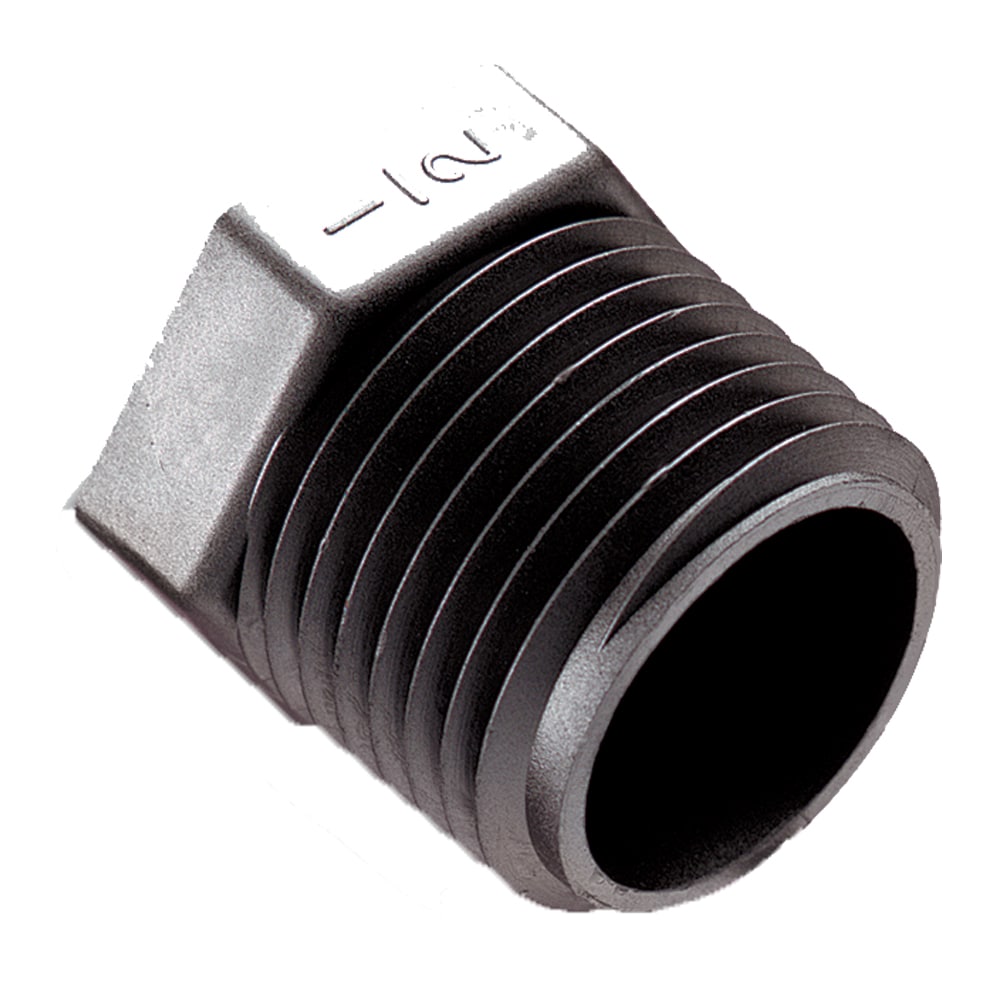 318P-8PP by Parker | Pipe Fitting | 1/2" Male NPT Pipe Thread | 7/8" Hex | .87" Length | Plug | Black | Polypropylene